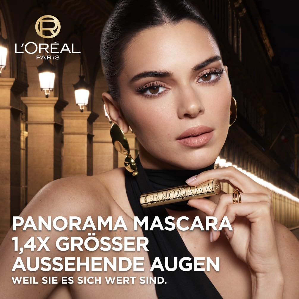 L'Oréal Paris Augen Make Up, Panorama Mascara für Volumen & Definition, Wimperntusche für optisch 1,4x größere Augen, Volume Million Lashes mit Panorama-Bürste, Farbe Schwarz, 1x 9,9ml