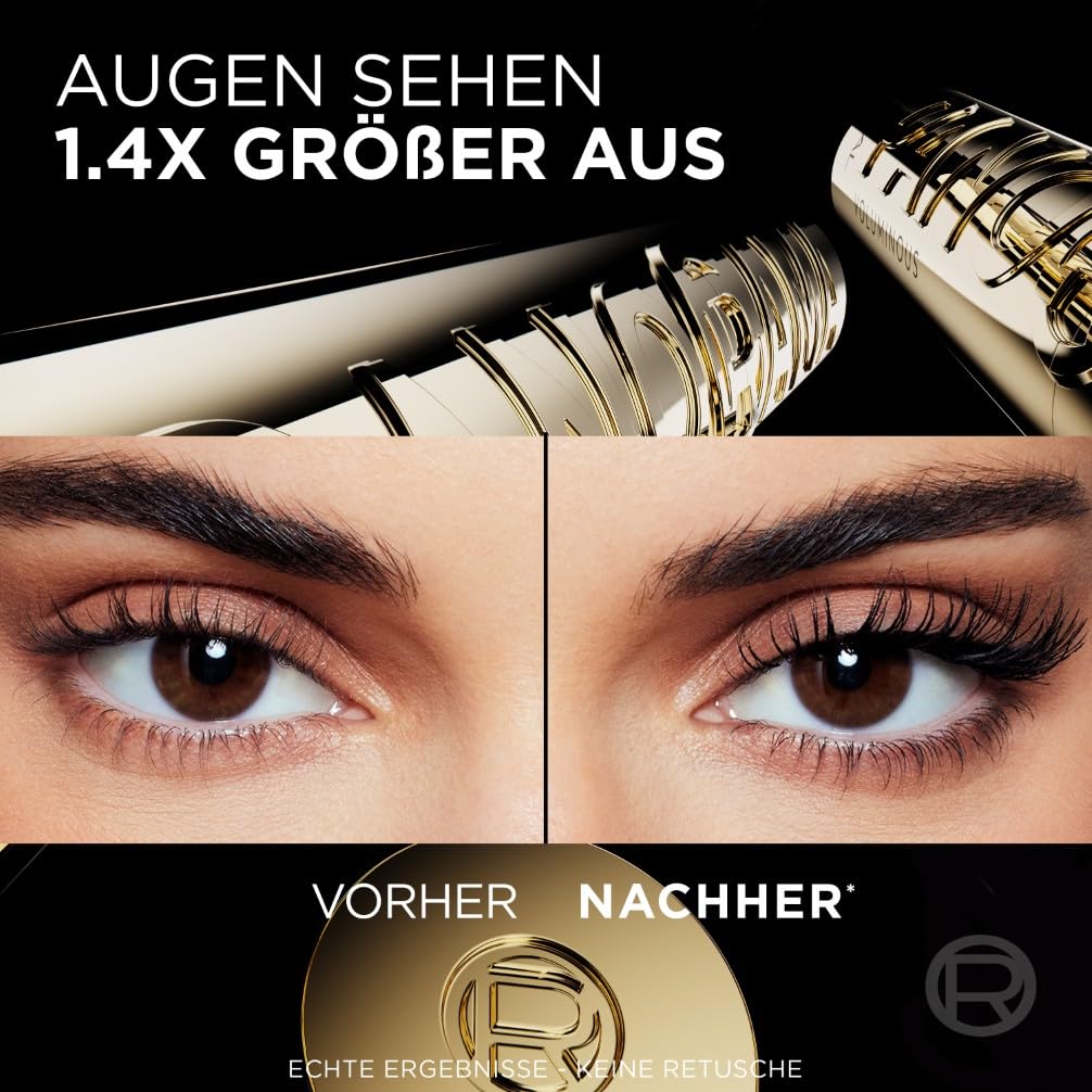 L'Oréal Paris Augen Make Up, Panorama Mascara für Volumen & Definition, Wimperntusche für optisch 1,4x größere Augen, Volume Million Lashes mit Panorama-Bürste, Farbe Schwarz, 1x 9,9ml