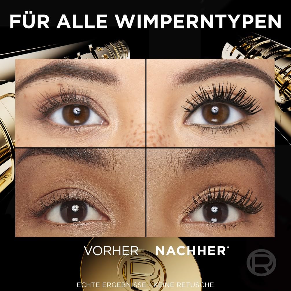 L'Oréal Paris Augen Make Up, Panorama Mascara für Volumen & Definition, Wimperntusche für optisch 1,4x größere Augen, Volume Million Lashes mit Panorama-Bürste, Farbe Schwarz, 1x 9,9ml