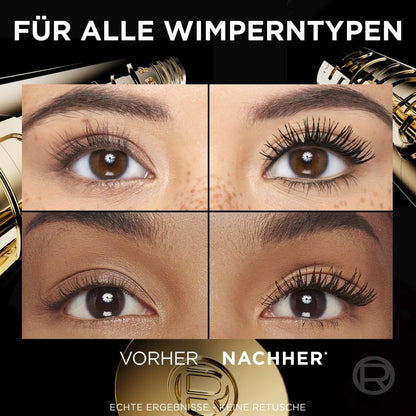 L'Oréal Paris Augen Make Up, Panorama Mascara für Volumen & Definition, Wimperntusche für optisch 1,4x größere Augen, Volume Million Lashes mit Panorama-Bürste, Farbe Schwarz, 1x 9,9ml