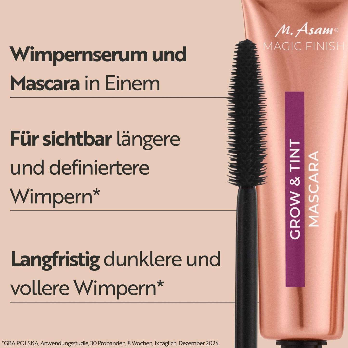 M. Asam Mascara Grow & Tint Deep Black MAGIC FINISH (12ml) – Mascara mit Wachstumsserum & Tönungseffekt, Wimpernpflege für mehr Länge & Volumen, Für definierte & natürlich dunklere Wimpern, Vegan