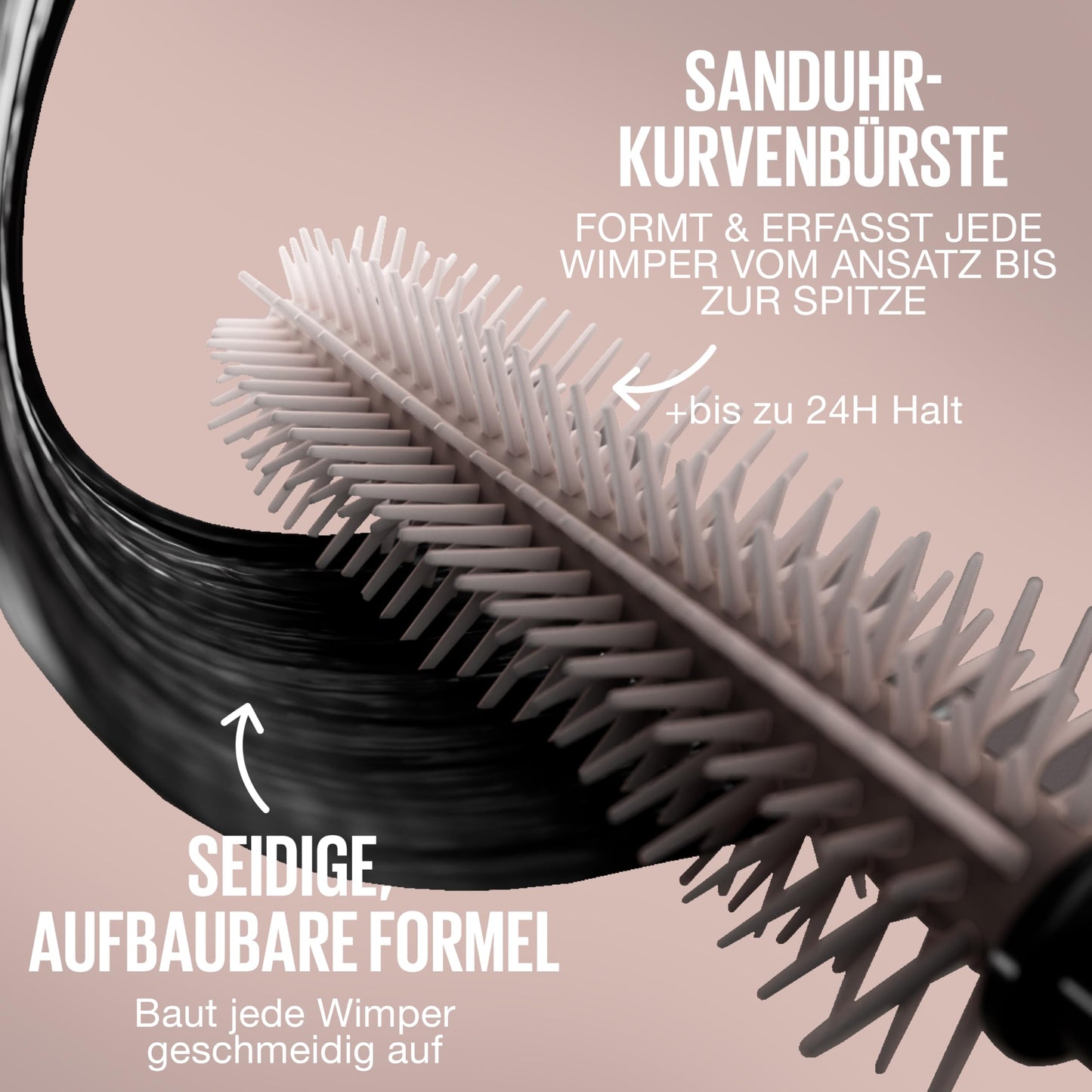 Maybelline New York Lash Sensational Body Mascara, Wimperntusche, Volumenmascara für 24H Wimpern-Lifting und 12x Volumen, mit Sanduhr-Kurven Bürste und Tonerde ohne Verklumpen, Schwarz, 9,5 ml