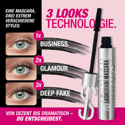 LASHCOCAINE OVERRICH MASCARA – NEW 3LOOKS Technology – Wimperntusche unterstützt natürliches Wimpernwachtum - TRENDING BLACK Mascara by Svenja Walberg - WISCHFEST - VEGAN - MADE IN GERMANY