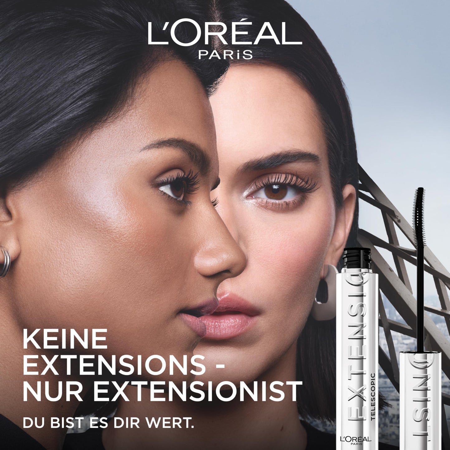 L'Oréal Paris Telescopic Extensionist Mascara, Verlängernde Wimperntusche (Farbe Schwarz), für lange Wimpern und einen extremen Lash-Extension Look, definierte Länge, Schwung & Volumen, 1x 9,9ml