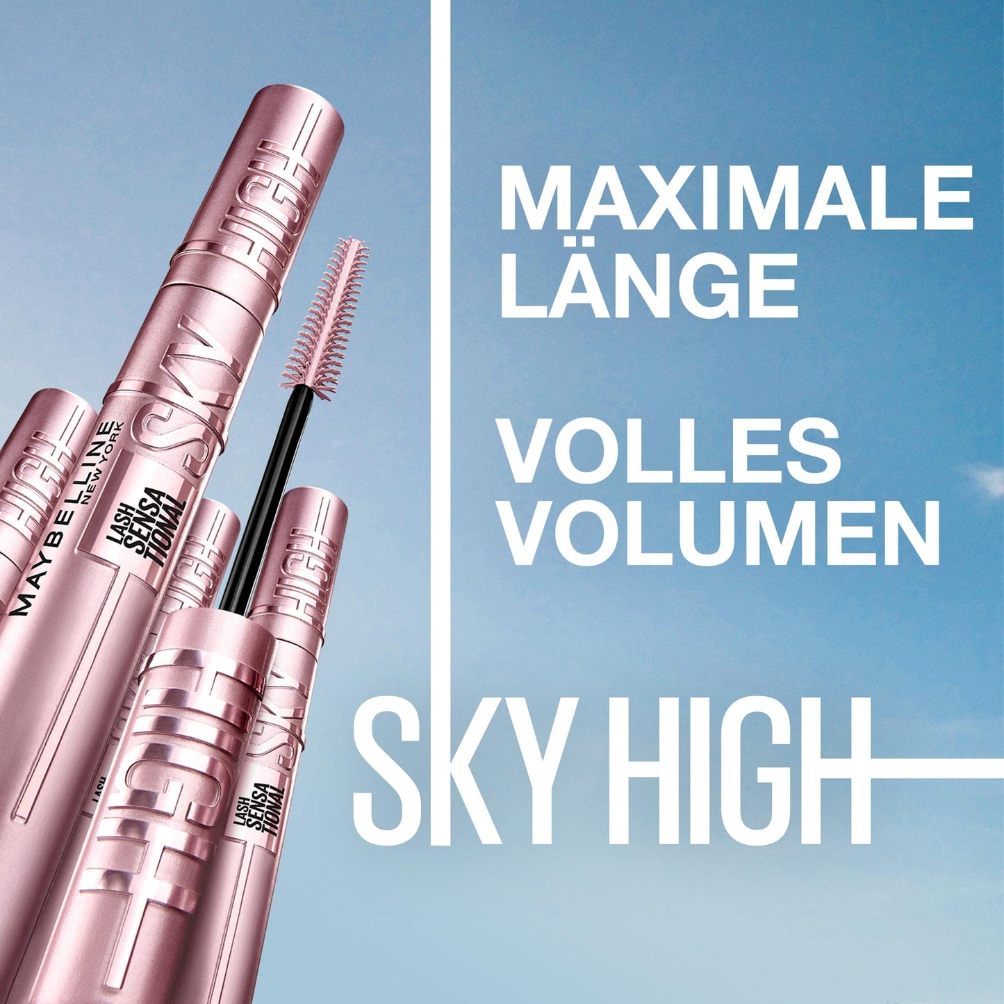 Maybelline New York Sky High Mascara für extreme Länge & volles Volumen, Tower Flex Bürste für Definition bis in die Spitzen, Formel mit Bambusextrakt, Schwarz (Very Black)