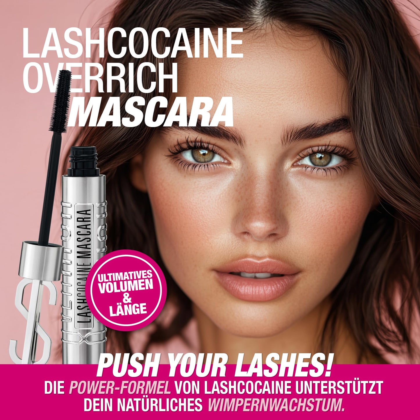 LASHCOCAINE OVERRICH MASCARA – NEW 3LOOKS Technology – Wimperntusche unterstützt natürliches Wimpernwachtum - TRENDING BLACK Mascara by Svenja Walberg - WISCHFEST - VEGAN - MADE IN GERMANY