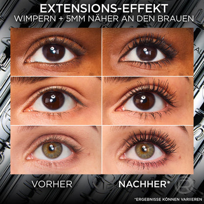 L'Oréal Paris Telescopic Extensionist Mascara, Verlängernde Wimperntusche (Farbe Schwarz), für lange Wimpern und einen extremen Lash-Extension Look, definierte Länge, Schwung & Volumen, 1x 9,9ml